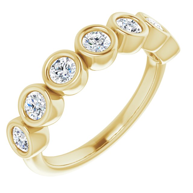 0.70 ct. Bezel Set Round Cut Diamond Wedding Band-in 14K/18K White, Yellow, Rose Gold and Platinum - Christmas Jewelry Gift -VIRABYANI