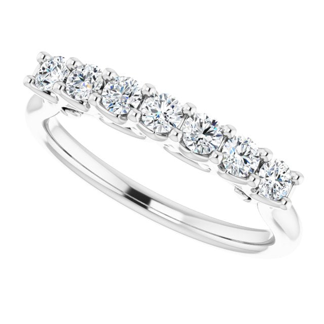 0.42 ct. Round Cut Diamond Wedding Band 7 Stone Anniversary Ring-VIRABYANI