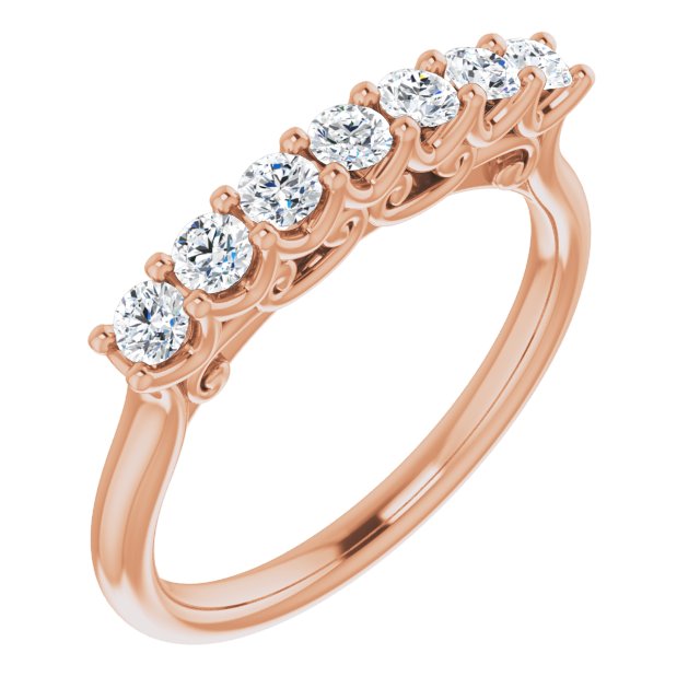 0.42 ct. Round Cut Diamond, Filigree Accent Wedding Band-in 14K/18K White, Yellow, Rose Gold and Platinum - Christmas Jewelry Gift -VIRABYANI