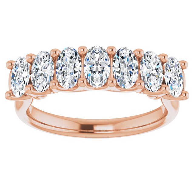 1.47 ct. Oval Cut Diamond Wedding Band 7 Stone Anniversary Ring-VIRABYANI