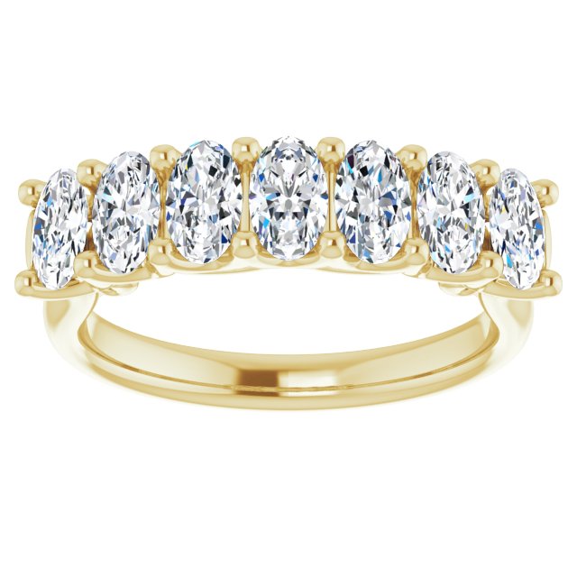 1.47 ct. Oval Cut Diamond Wedding Band 7 Stone Anniversary Ring-VIRABYANI