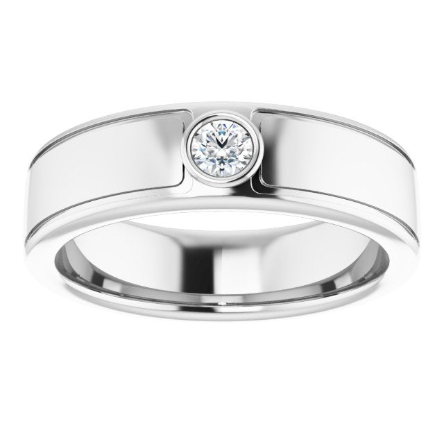 Bezel Set Round Diamond Men's Ring | Diamond Men's Wedding Ring-in 14K/18K White, Yellow, Rose Gold and Platinum - Christmas Jewelry Gift -VIRABYANI