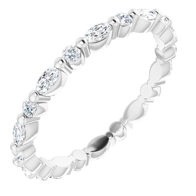 0.90 ct. Shared Prong Marquise & Round Diamond Eternity Band-VIRABYANI