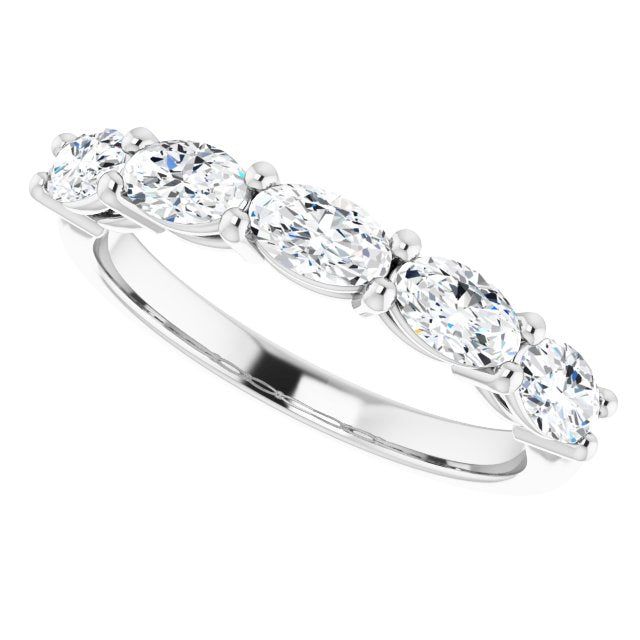 1.05 ct. Oval Cut Diamond Wedding Band 5 Stone Anniversary Ring-VIRABYANI