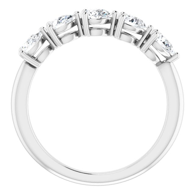 1.05 ct. Pear Cut Diamond Wedding Band 5 Stone Anniversary Ring-VIRABYANI