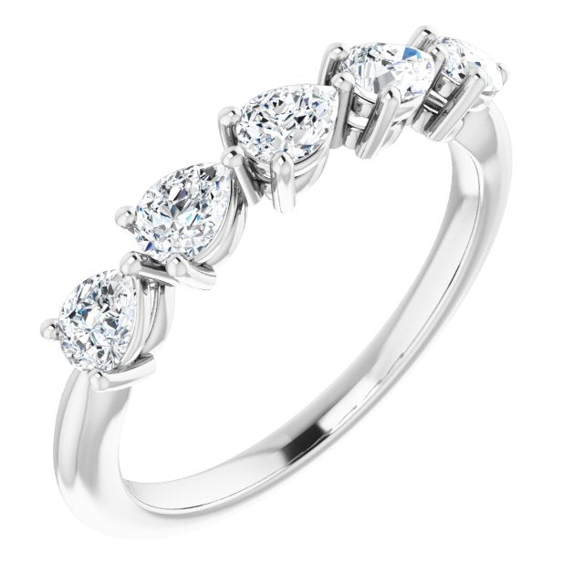 1.05 ct. Pear Cut Diamond Wedding Band 5 Stone Anniversary Ring-VIRABYANI