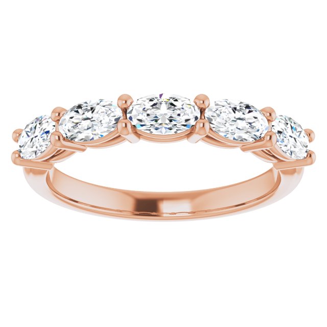 1.05 ct. Oval Cut Diamond Wedding Band 5 Stone Anniversary Ring-VIRABYANI