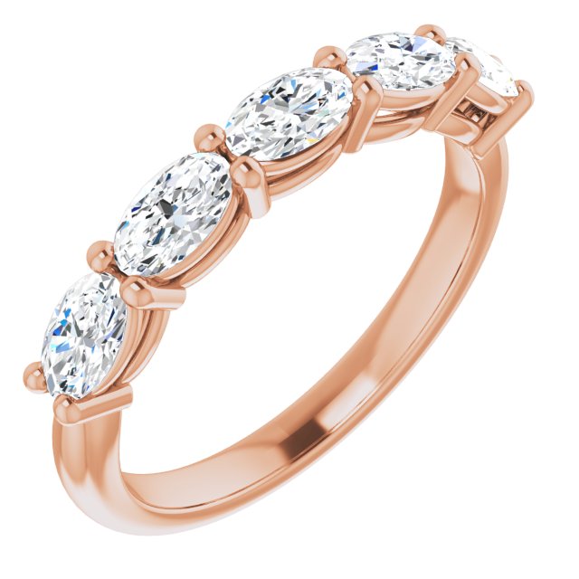 1.05 ct. Oval Cut Diamond Wedding Band 5 Stone Anniversary Ring-VIRABYANI