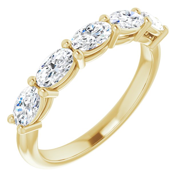 1.05 ct. Oval Cut Diamond Wedding Band 5 Stone Anniversary Ring-VIRABYANI
