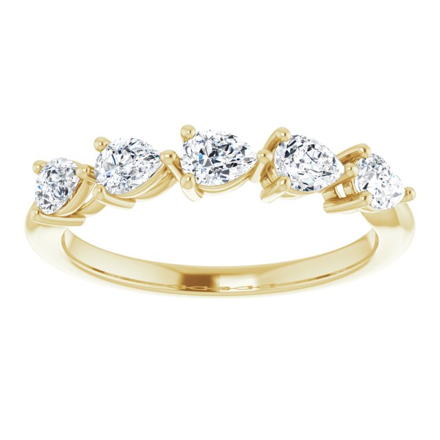 1.05 ct. Pear Cut Diamond Wedding Band 5 Stone Anniversary Ring-VIRABYANI