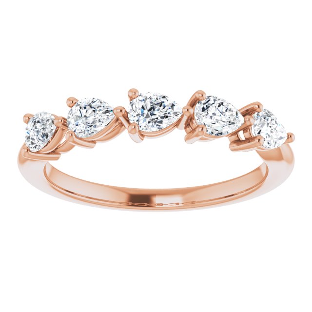 1.05 ct. Pear Cut Diamond Wedding Band 5 Stone Anniversary Ring-VIRABYANI