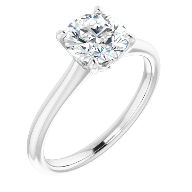 Petal Round Diamond Solitaire Engagement Ring-VIRABYANI