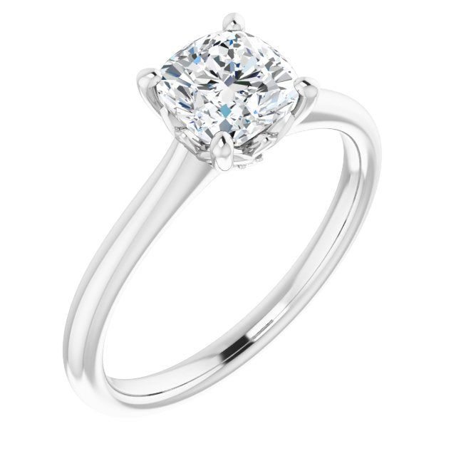 Petal Cushion Diamond Solitaire Engagement Ring-VIRABYANI