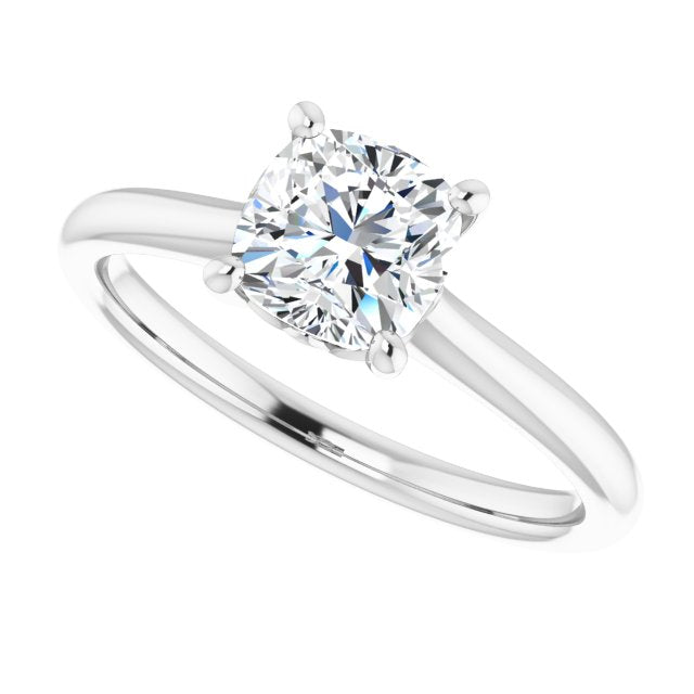 Petal Cushion Diamond Solitaire Engagement Ring-VIRABYANI