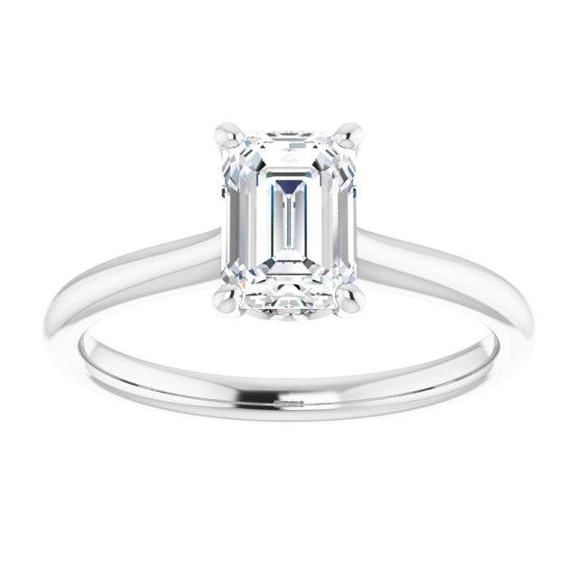 Hidden Side Diamond Emerald Cut Solitaire Engagement Ring-in 14K/18K White, Yellow, Rose Gold and Platinum - Christmas Jewelry Gift -VIRABYANI