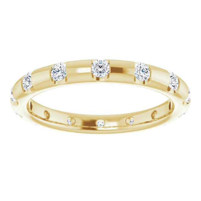 0.45 ct. Round Diamond, Half Bezel Eternity Band-in 14K/18K White, Yellow, Rose Gold and Platinum - Christmas Jewelry Gift -VIRABYANI