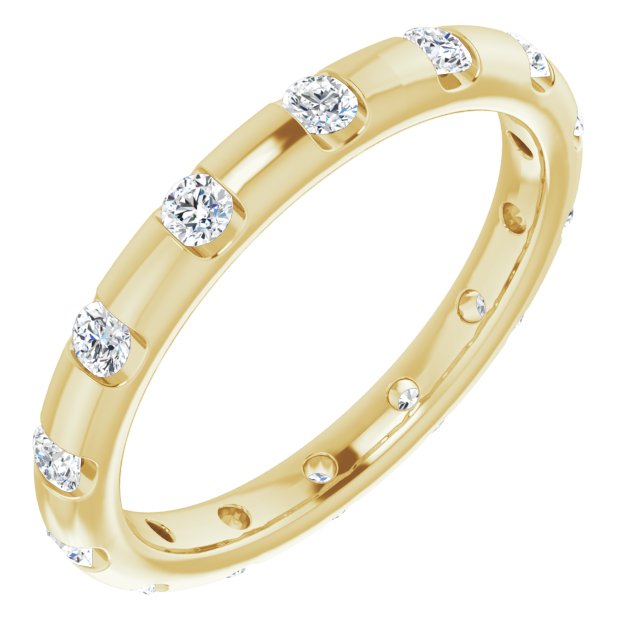 0.45 ct. Round Diamond, Half Bezel Eternity Band-in 14K/18K White, Yellow, Rose Gold and Platinum - Christmas Jewelry Gift -VIRABYANI