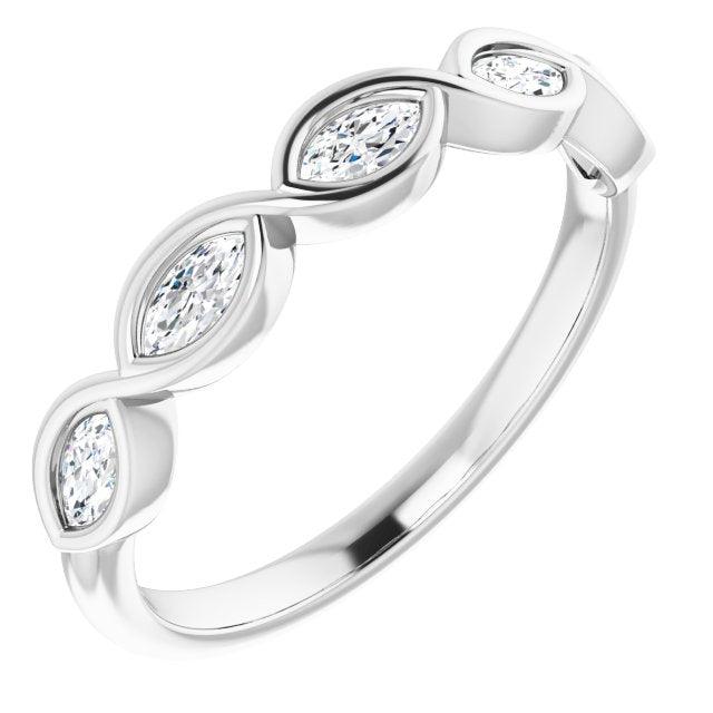 Marquise Diamond Bezel Set Infinity Style Wedding Band-VIRABYANI