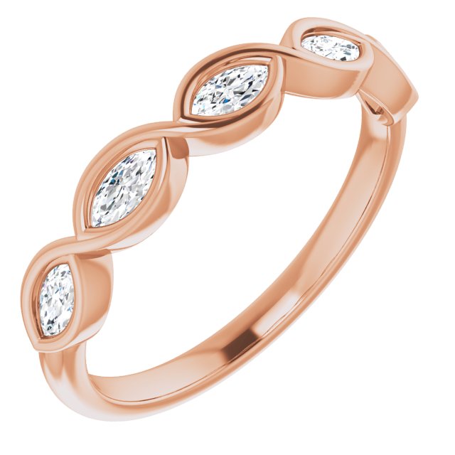 Marquise Diamond Bezel Set Infinity Style Wedding Band-VIRABYANI