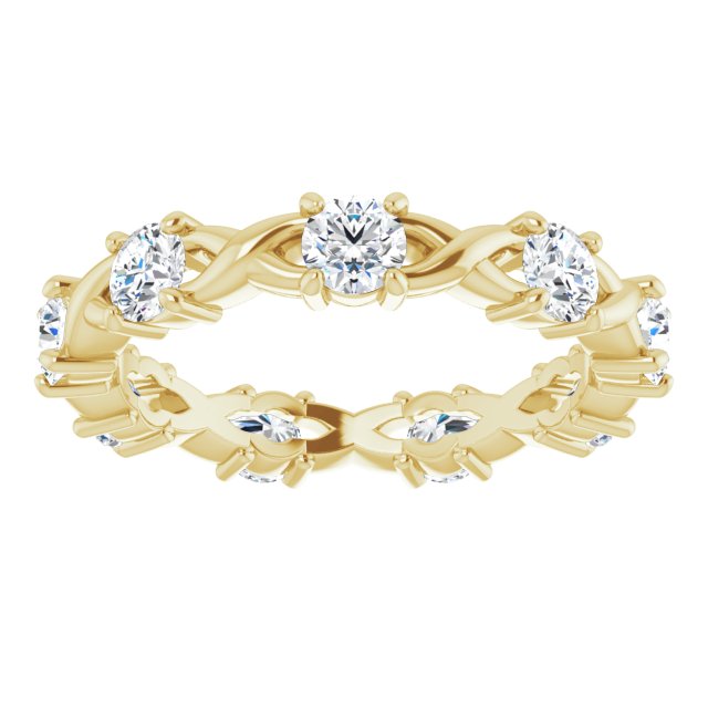 0.90 ct. Prong Set Round Diamond Twist Design Eternity Band-in 14K/18K White, Yellow, Rose Gold and Platinum - Christmas Jewelry Gift -VIRABYANI