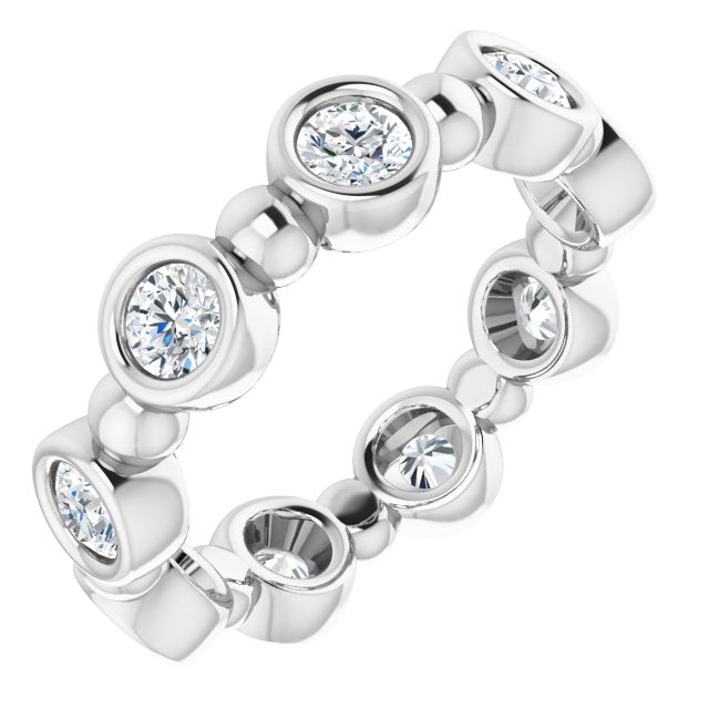 1.00 ct. Round Diamond Eternity Band Bezel Set Ring-VIRABYANI