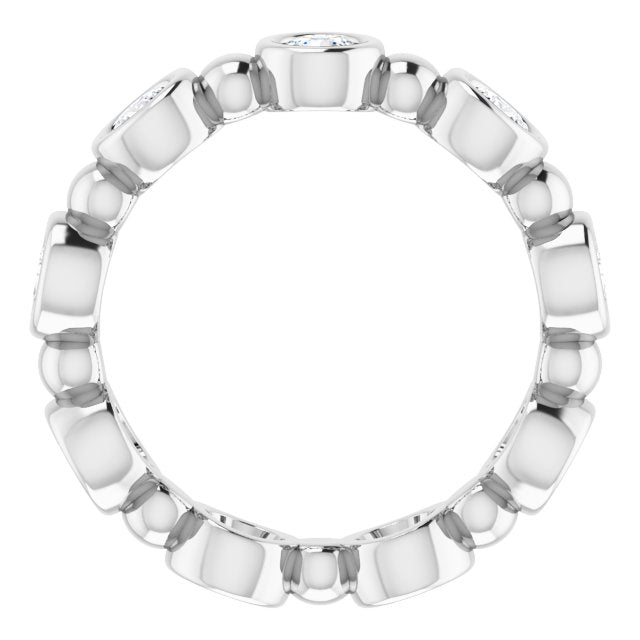 1.00 ct. Round Diamond Eternity Band Bezel Set Ring-VIRABYANI