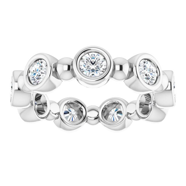 1.00 ct. Round Diamond Eternity Band Bezel Set Ring-VIRABYANI