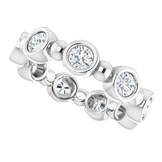 1.00 ct. Round Diamond Eternity Band Bezel Set Ring-VIRABYANI