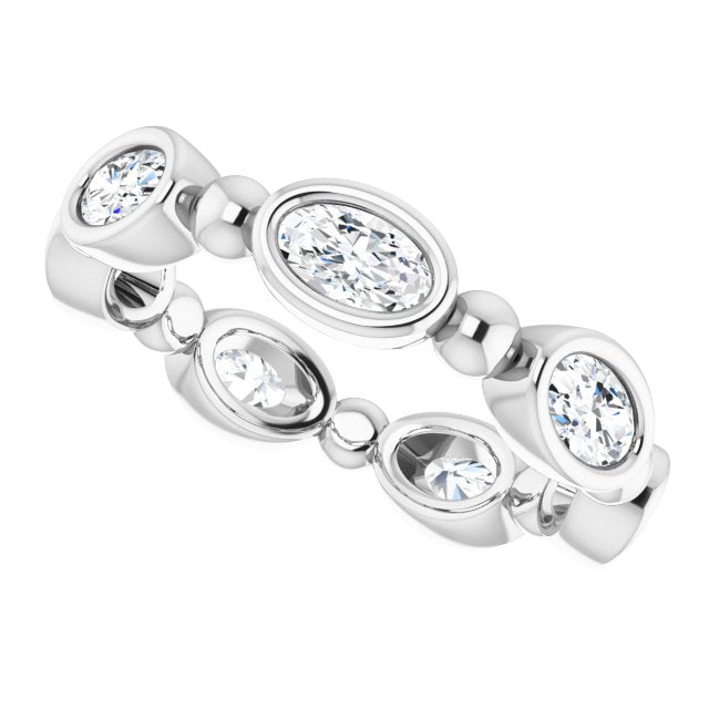 1.47 ct. Oval Diamond Eternity Band Bezel Set Diamond Ring-VIRABYANI