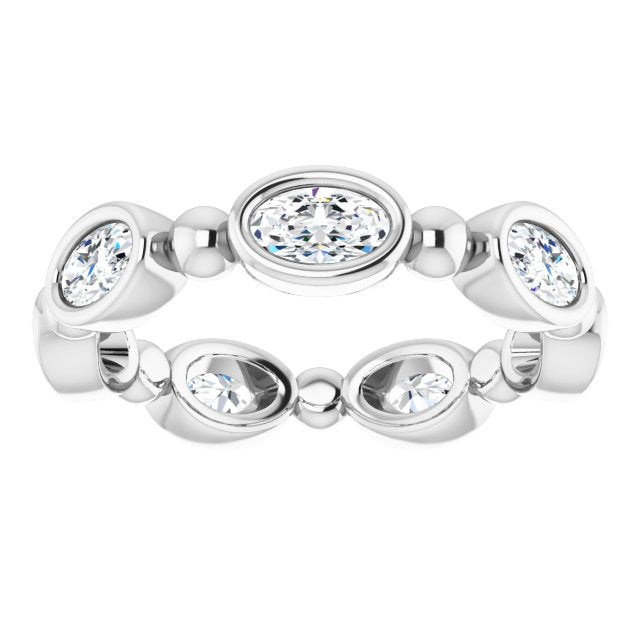 1.47 ct. Oval Diamond Eternity Band Bezel Set Diamond Ring-VIRABYANI