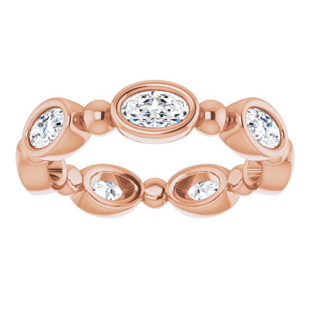 1.47 ct. Oval Diamond Eternity Band Bezel Set Diamond Ring-VIRABYANI