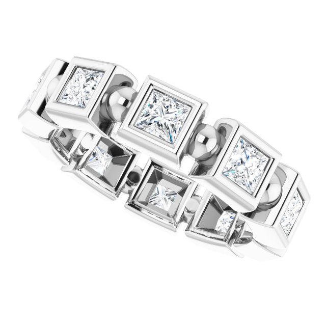 1.80 ct. Princess Diamond Eternity Band Bezel Set Diamond Ring-VIRABYANI