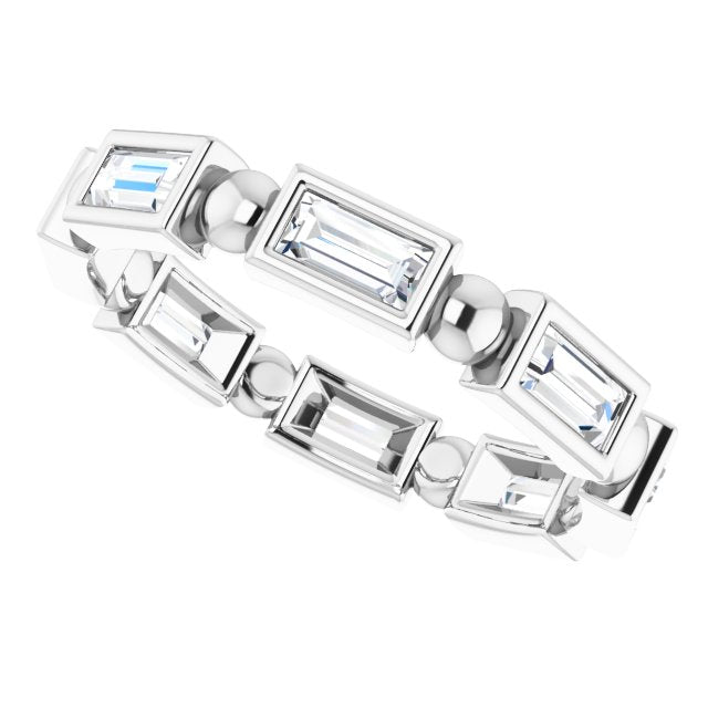 1.12 ct. Straight Baguette Diamond Eternity Band Stackable Diamond Ring-VIRABYANI
