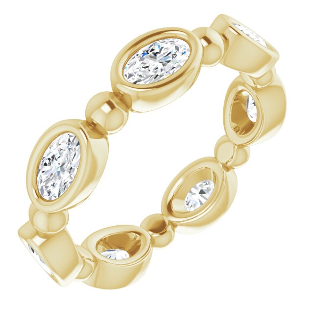 1.47 ct. Oval Diamond Eternity Band Bezel Set Diamond Ring-VIRABYANI