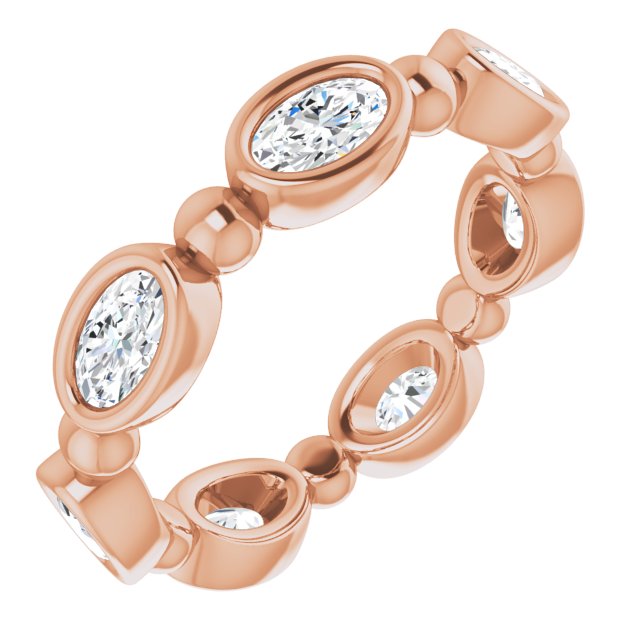 1.47 ct. Oval Diamond Eternity Band Bezel Set Diamond Ring-VIRABYANI