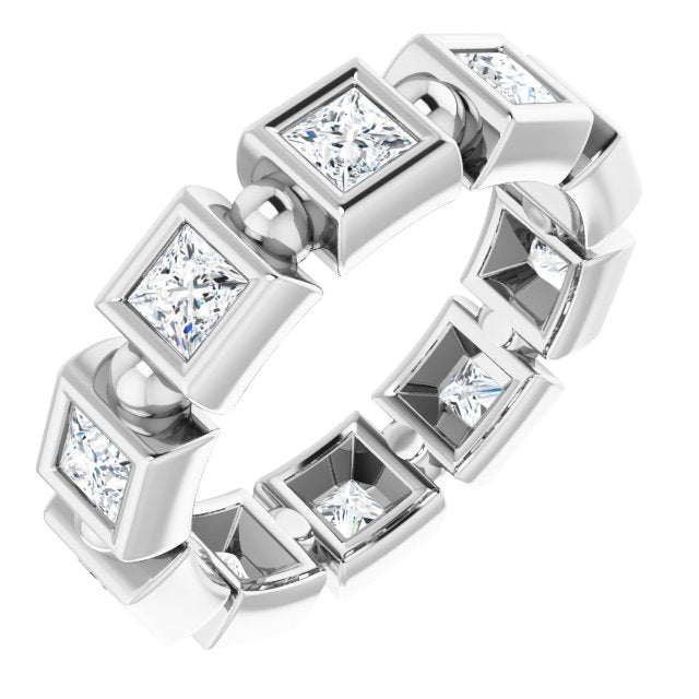 1.80 ct. Princess Diamond Eternity Band Bezel Set Diamond Ring-VIRABYANI