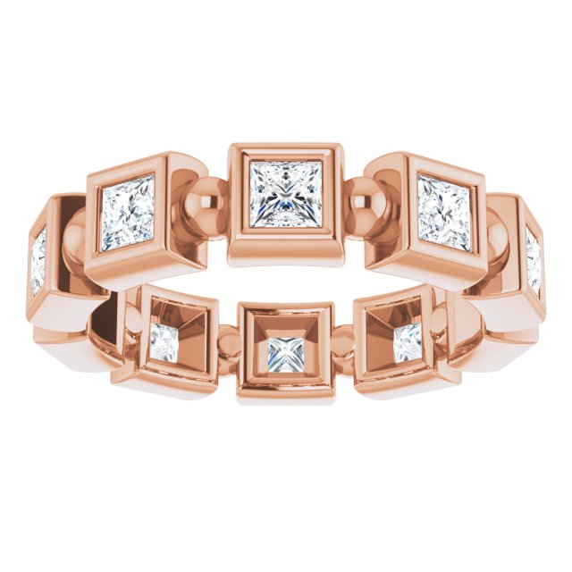 1.80 ct. Princess Diamond Eternity Band Bezel Set Diamond Ring-VIRABYANI