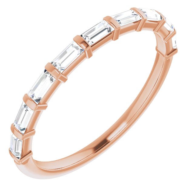 0.54 ct. Eats-West Bar Set Baguette Cut Diamond Wedding Band-VIRABYANI