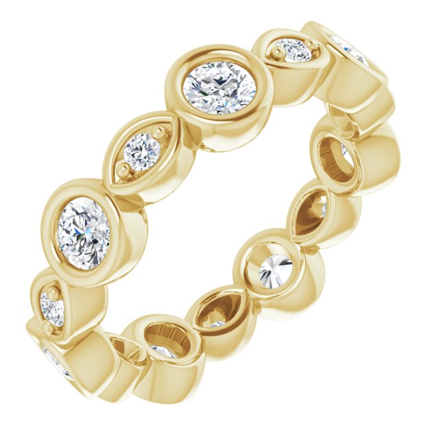 1.00 ct. Round Diamond Eternity Band Bezel Set Ring-VIRABYANI