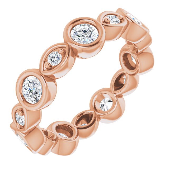 1.00 ct. Round Diamond Eternity Band Bezel Set Ring-VIRABYANI