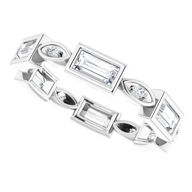 1.00 ct. Straight Baguette & Round Diamond Eternity Band-VIRABYANI