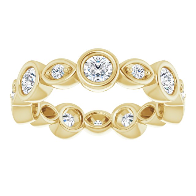 1.00 ct. Round Diamond Eternity Band Bezel Set Ring-VIRABYANI