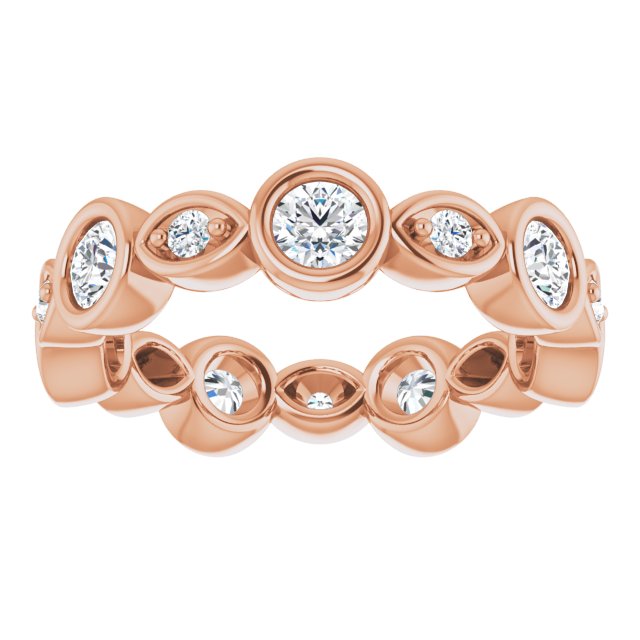 1.00 ct. Round Diamond Eternity Band Bezel Set Ring-VIRABYANI