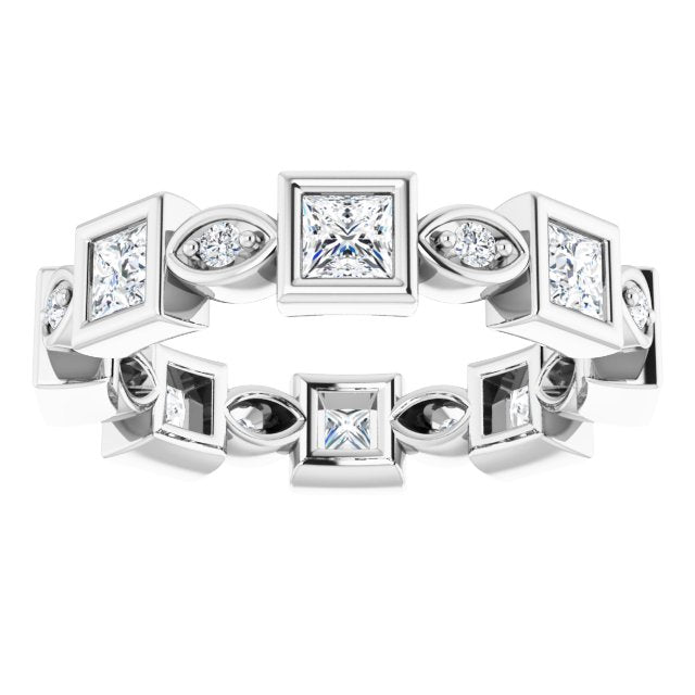 1.57 ct. Princess & Round Diamond Eternity Band-VIRABYANI