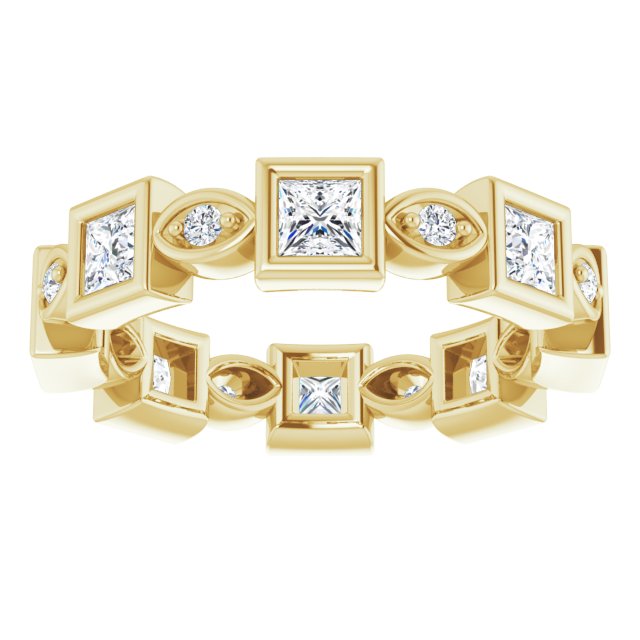 1.57 ct. Princess & Round Diamond Eternity Band-in 14K/18K White, Yellow, Rose Gold and Platinum - Christmas Jewelry Gift -VIRABYANI