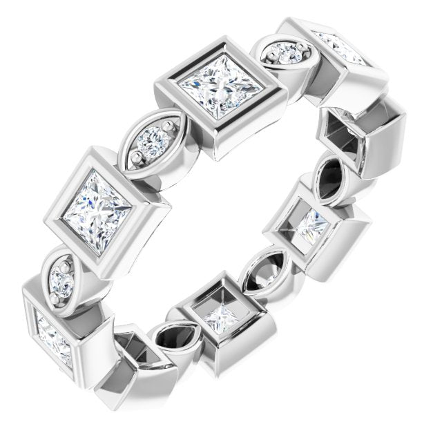 1.57 ct. Princess & Round Diamond Eternity Band-VIRABYANI