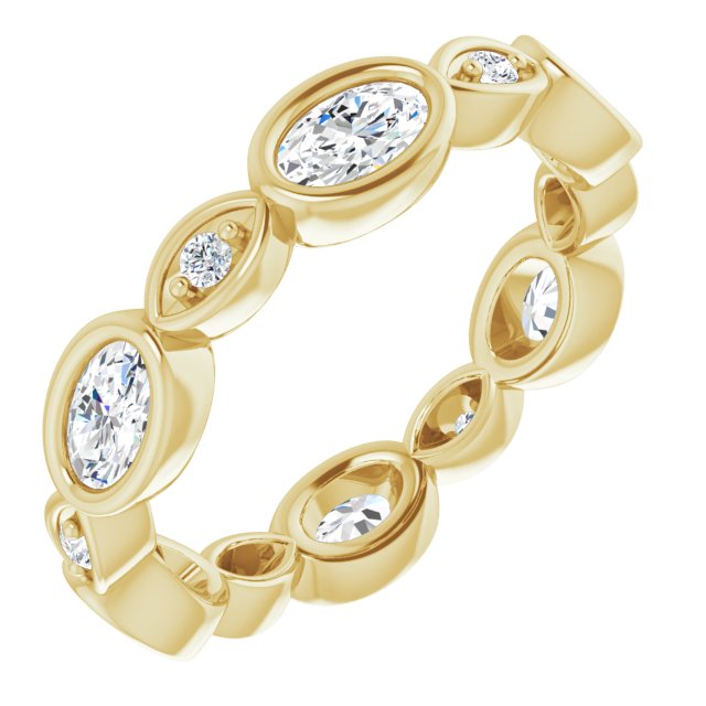 1.36 ct. Oval & Round Diamond Eternity Band-in 14K/18K White, Yellow, Rose Gold and Platinum - Christmas Jewelry Gift -VIRABYANI