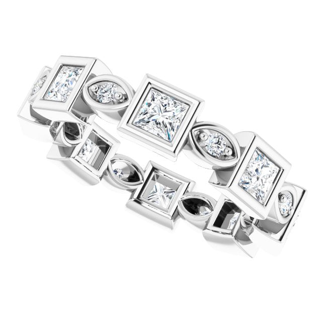 1.57 ct. Princess & Round Diamond Eternity Band-VIRABYANI