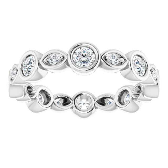 1.00 ct. Round Diamond Eternity Band Bezel Set Ring-VIRABYANI
