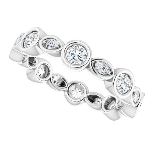 1.00 ct. Round Diamond Eternity Band Bezel Set Ring-VIRABYANI